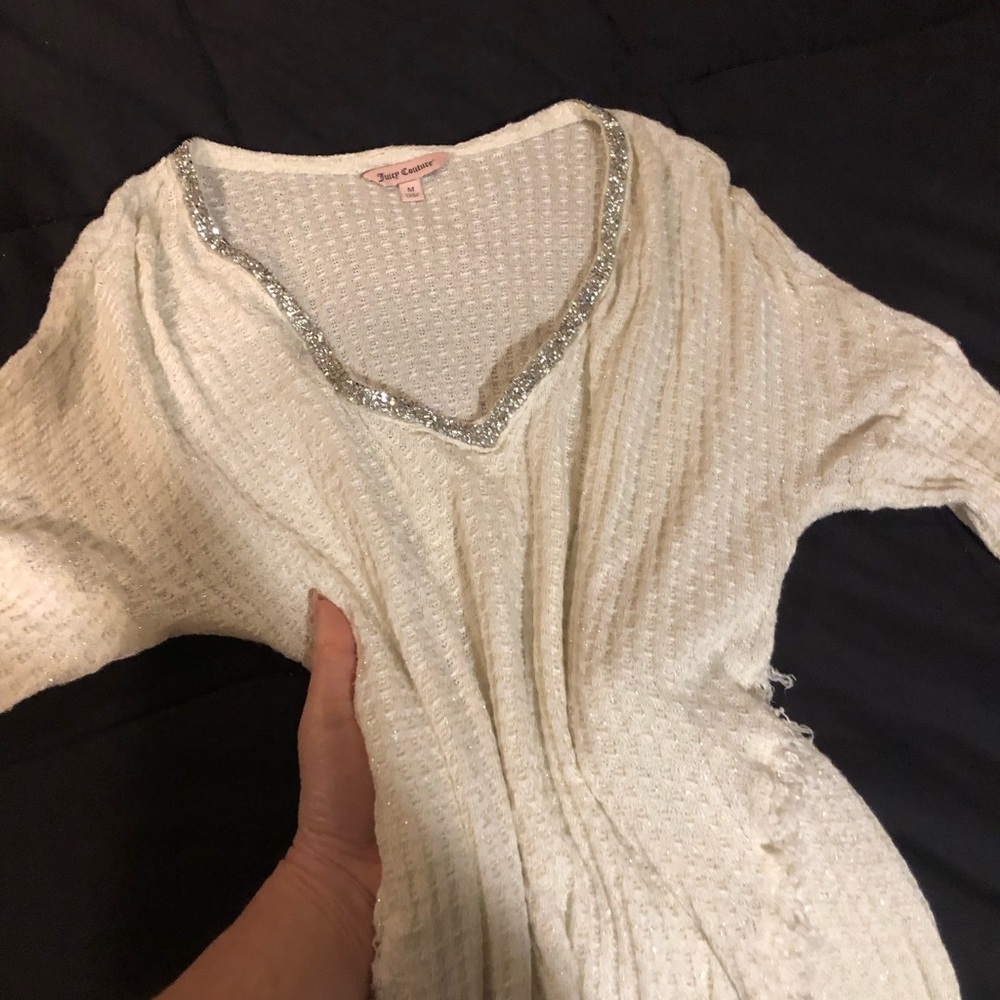 Juicy Couture Cream Knit Top with Silver Lurex